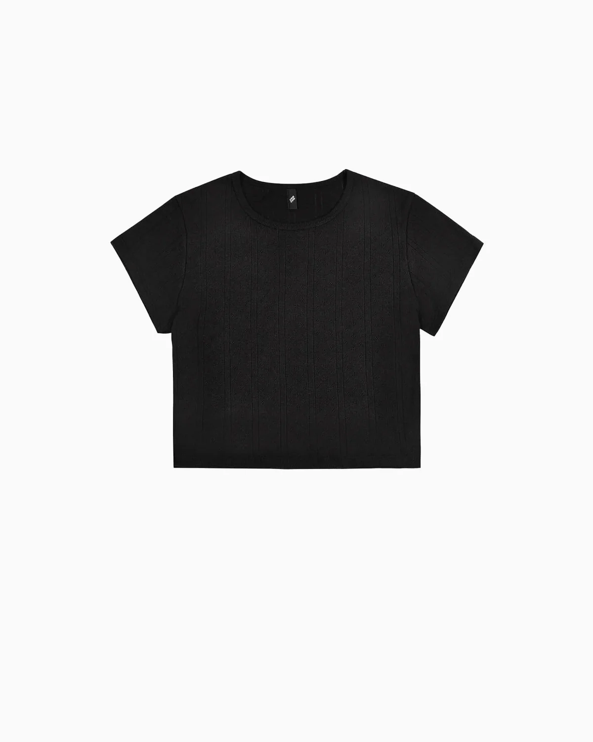 The Crop Baby Tee: Black Pointelle
