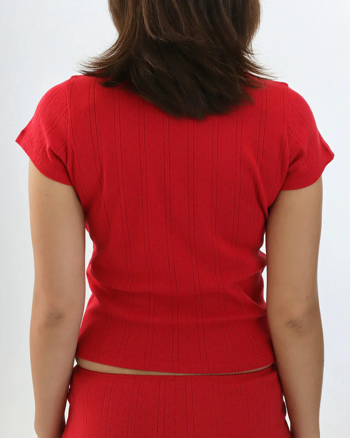The Baby Tee: Cherry Red Pointelle - Image 5