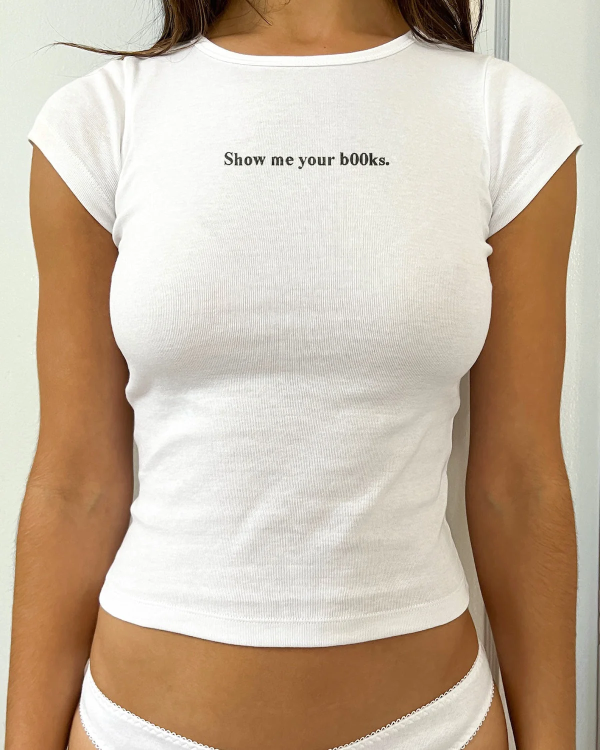 The Books Baby Tee: White Cotton Jersey - Image 5