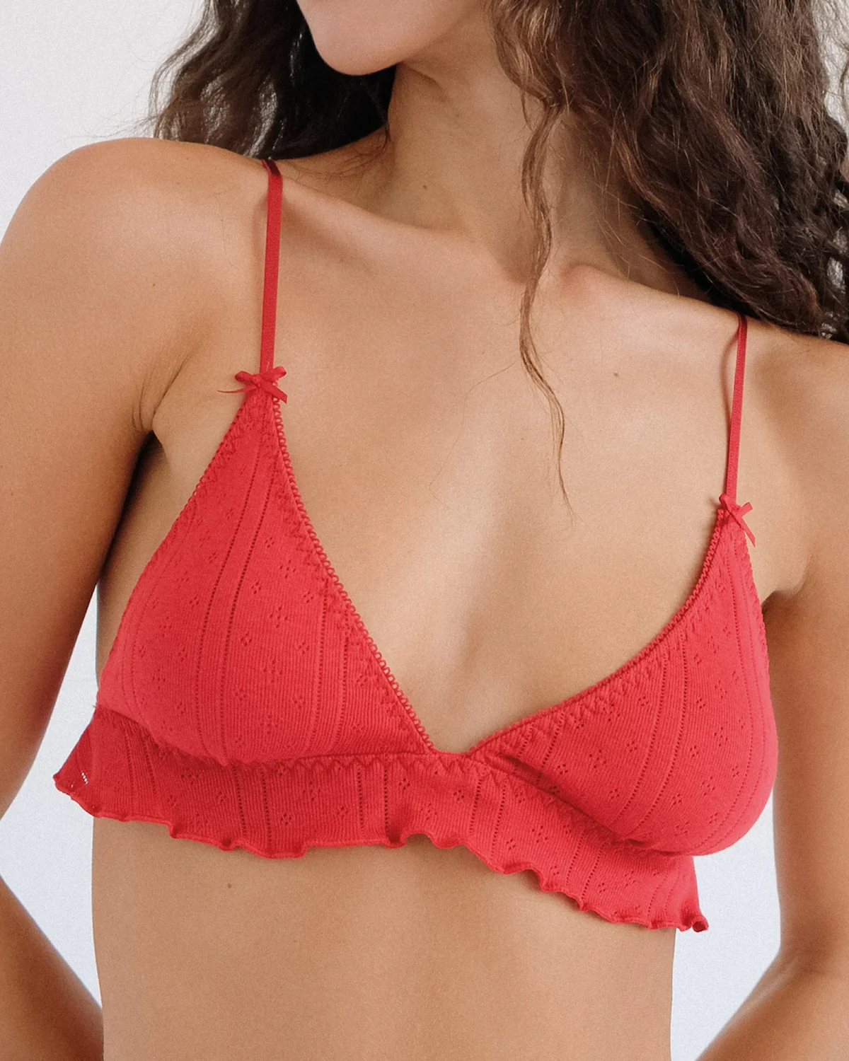 The Butterfly Bralette: Cherry Red Pointelle - Image 7