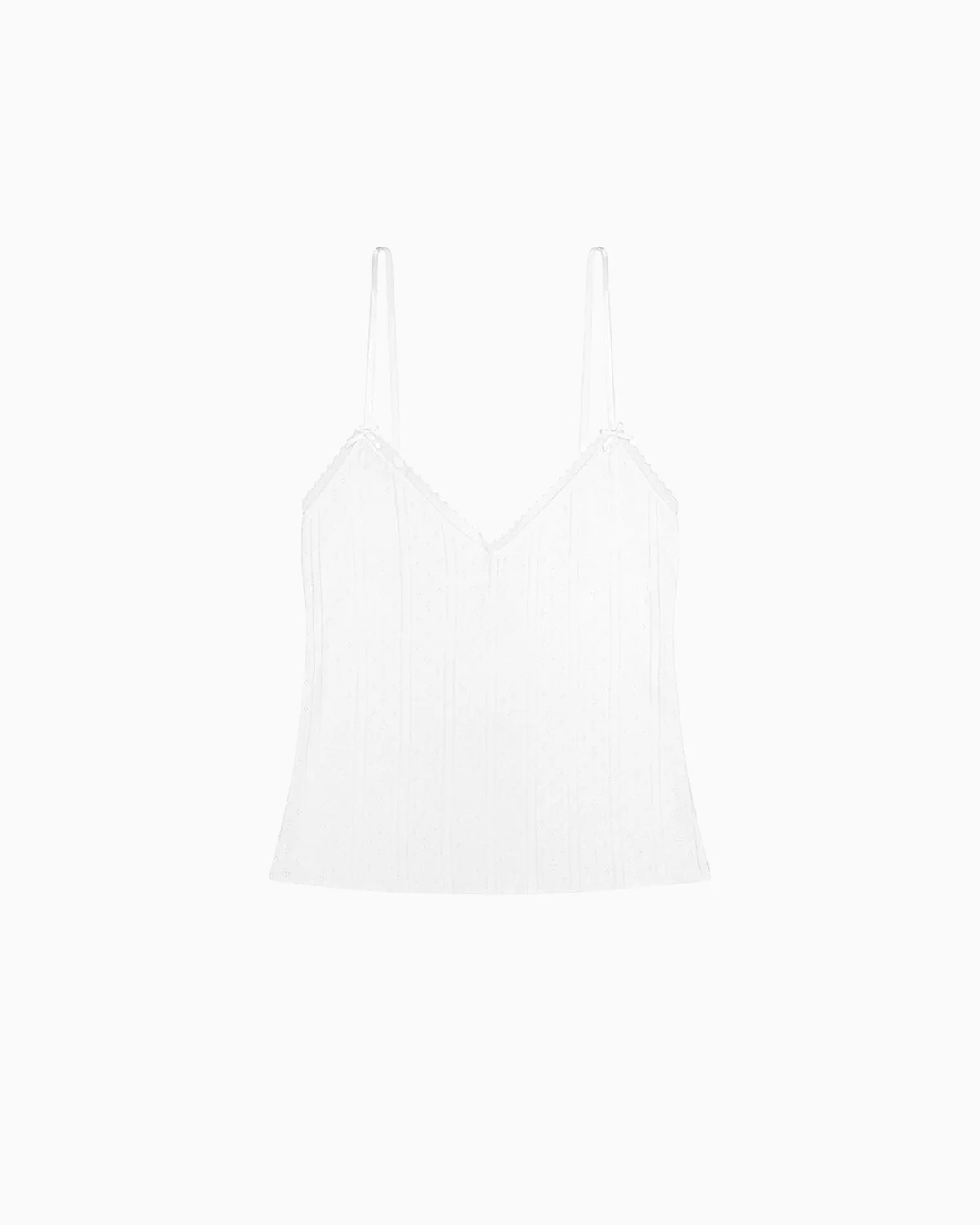 The Long Cami: White Pointelle