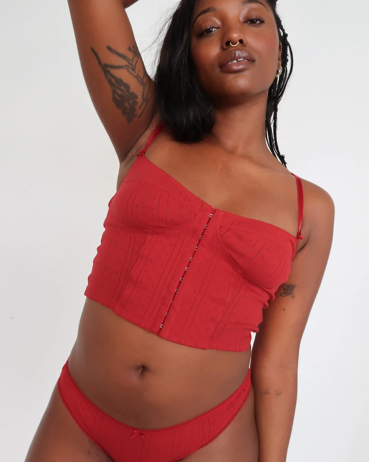The Corselette: Cherry Red Pointelle - Image 2