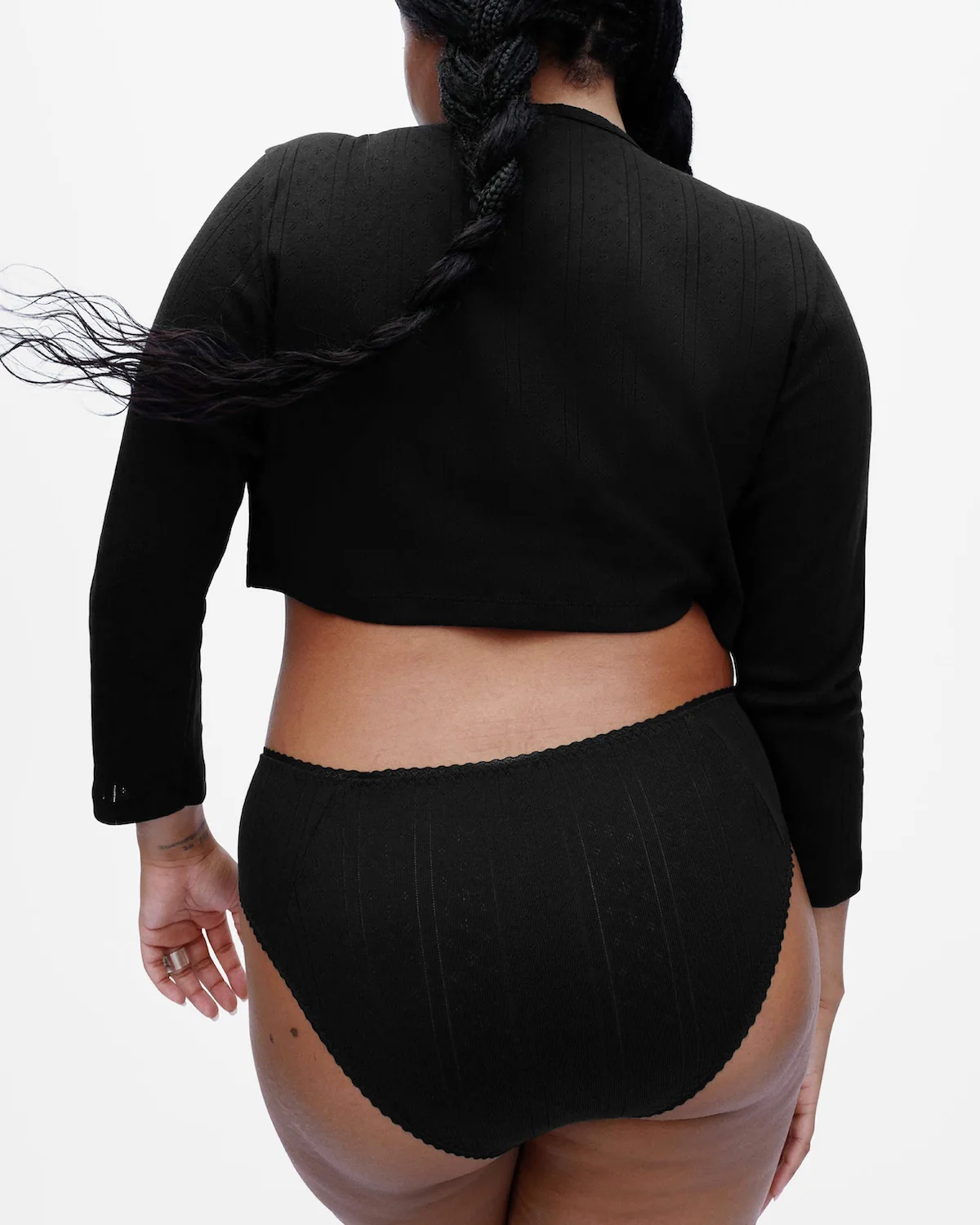 The Crop Cardi: Black Pointelle - Image 9