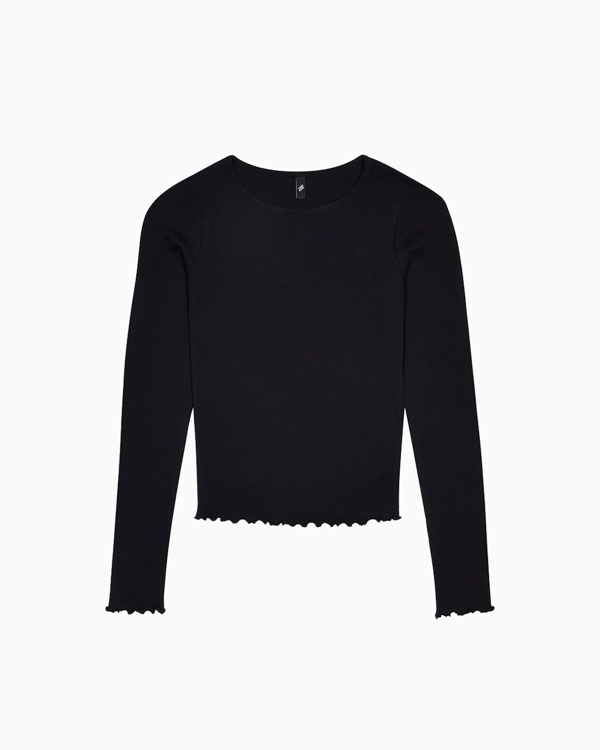The Frilly Long Sleeve: Black Cotton Jersey