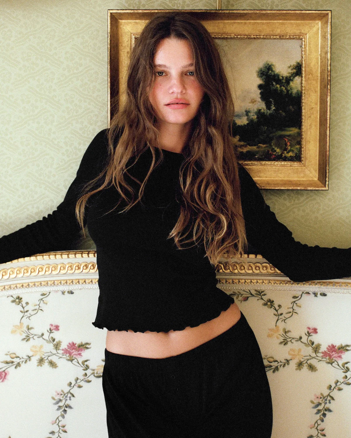 The Frilly Long Sleeve: Black Cotton Jersey - Image 2