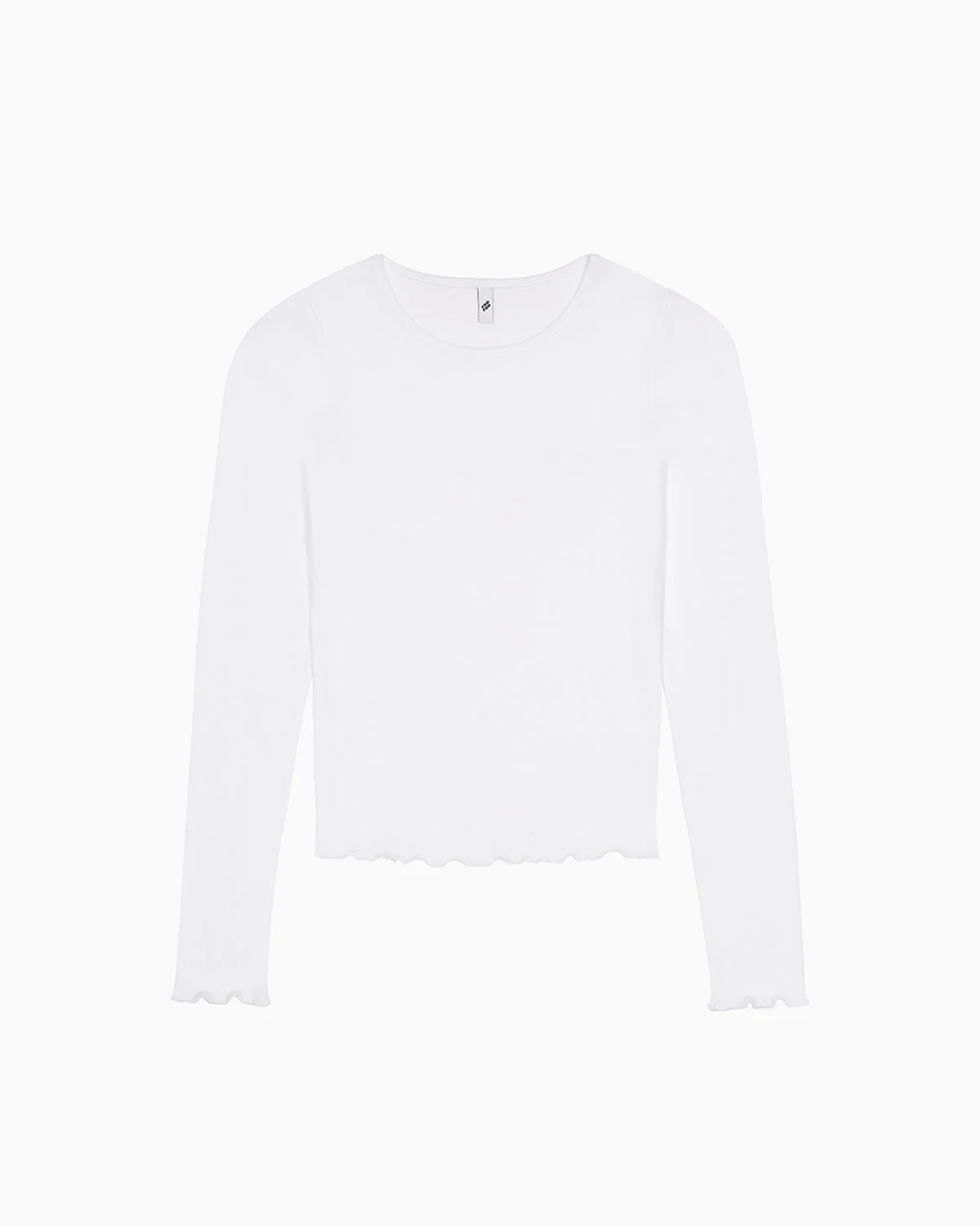 The Frilly Long Sleeve: White Cotton Jersey