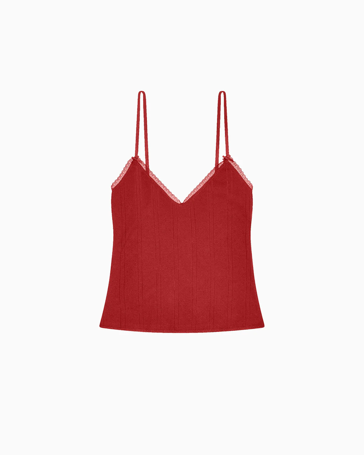 The Long Cami: Cherry Red Pointelle
