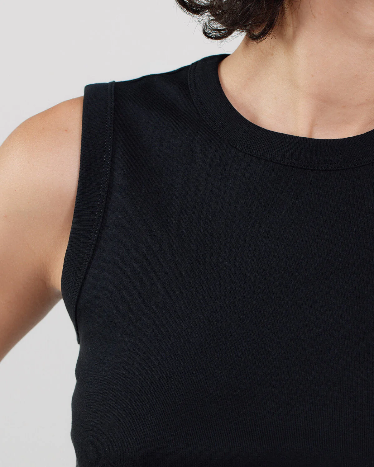 The Muse Tank: Black Cotton Jersey - Image 3