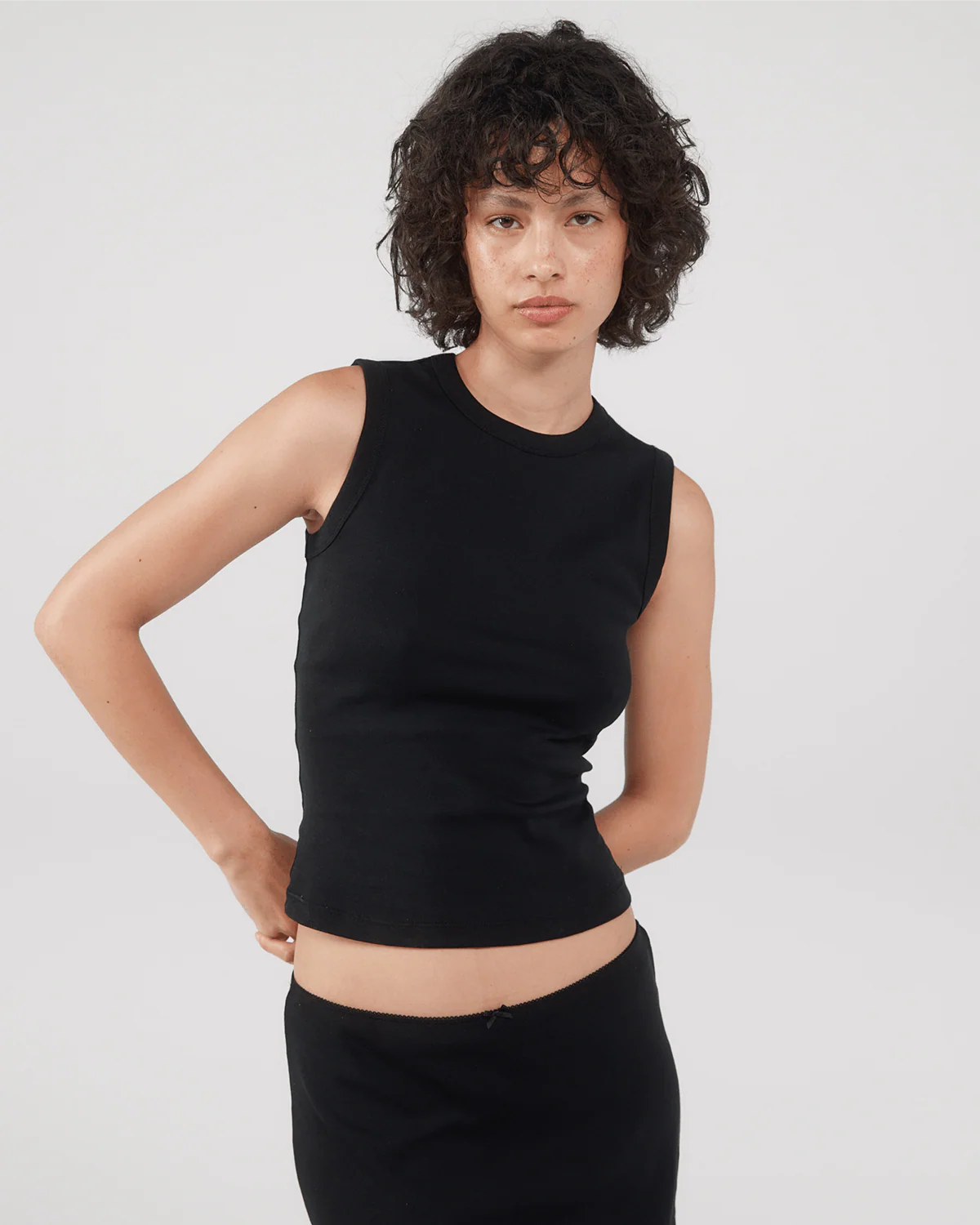 The Muse Tank: Black Cotton Jersey - Image 5