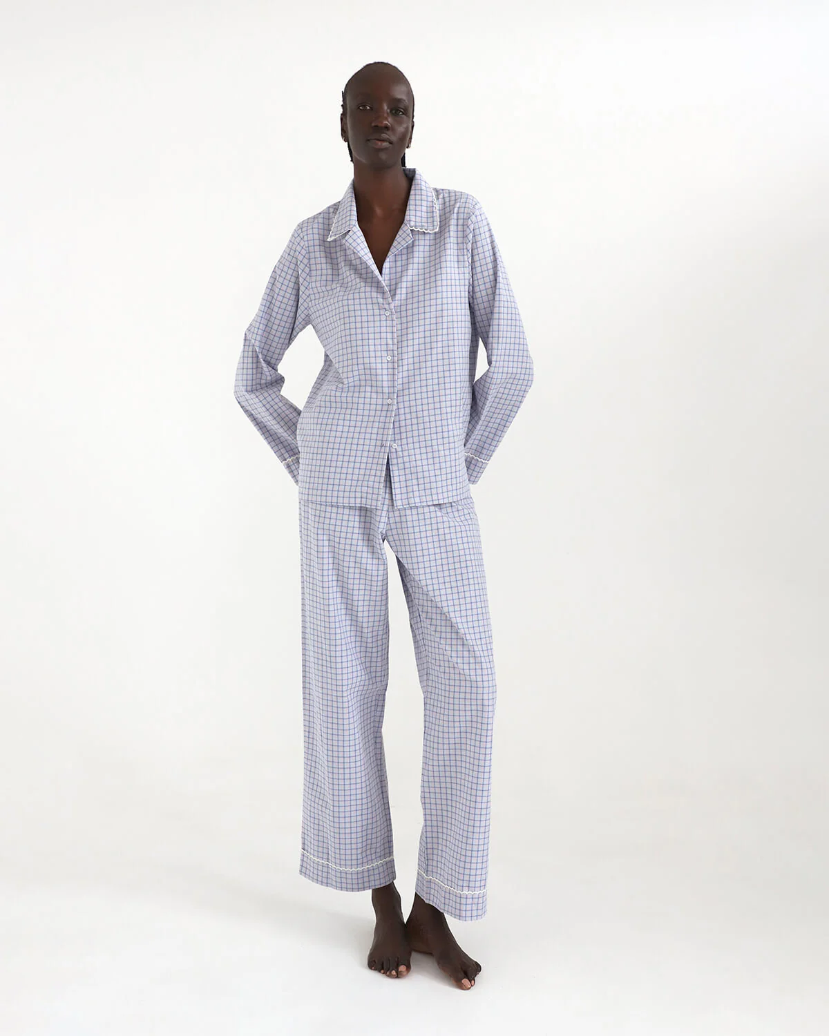 The Pajama Pant: Blue Check French Poplin - Image 5