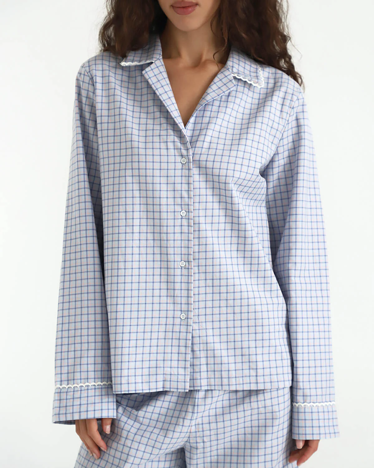 The Pajama Shirt: Blue Check French Poplin - Image 3