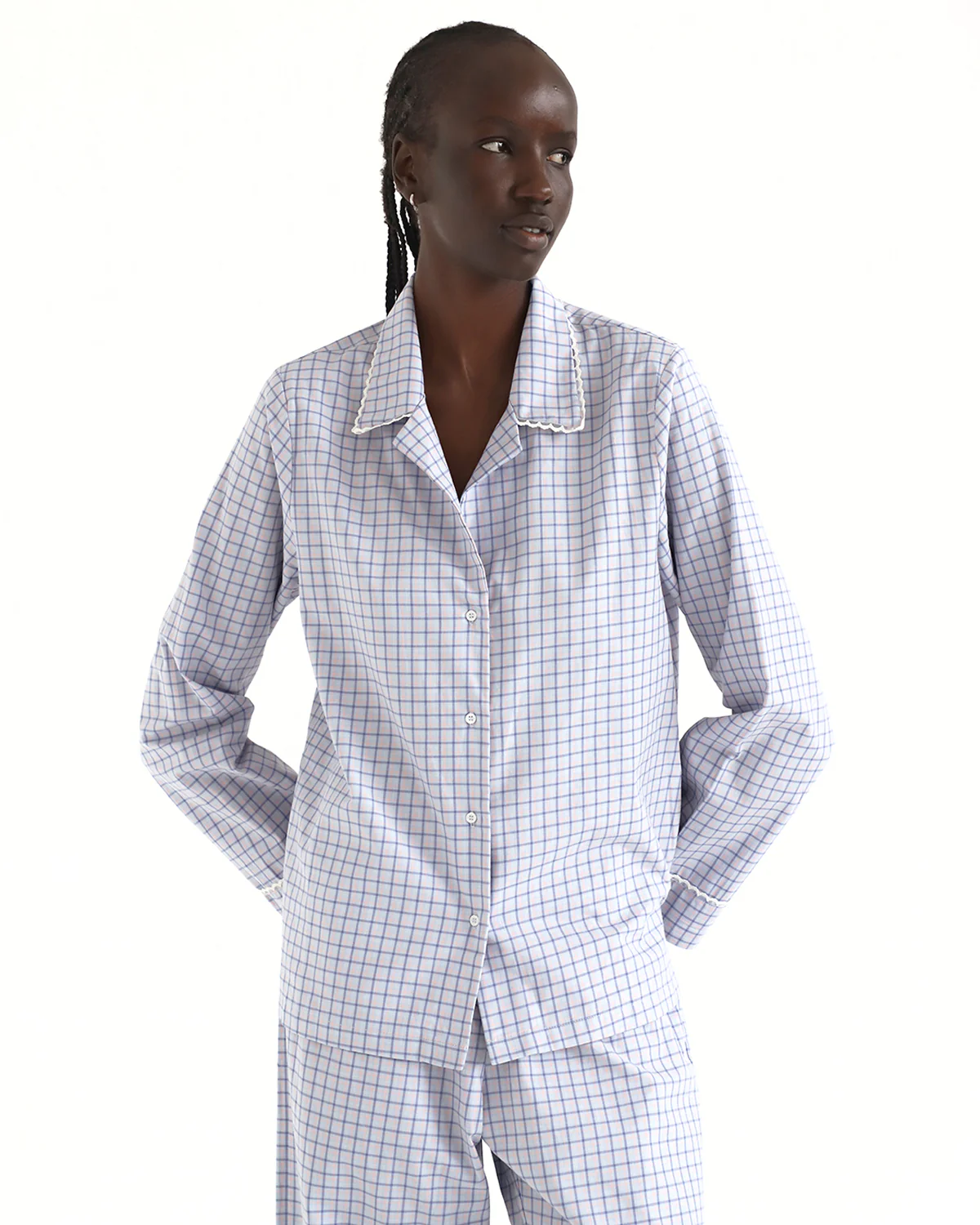 The Pajama Shirt: Blue Check French Poplin - Image 6