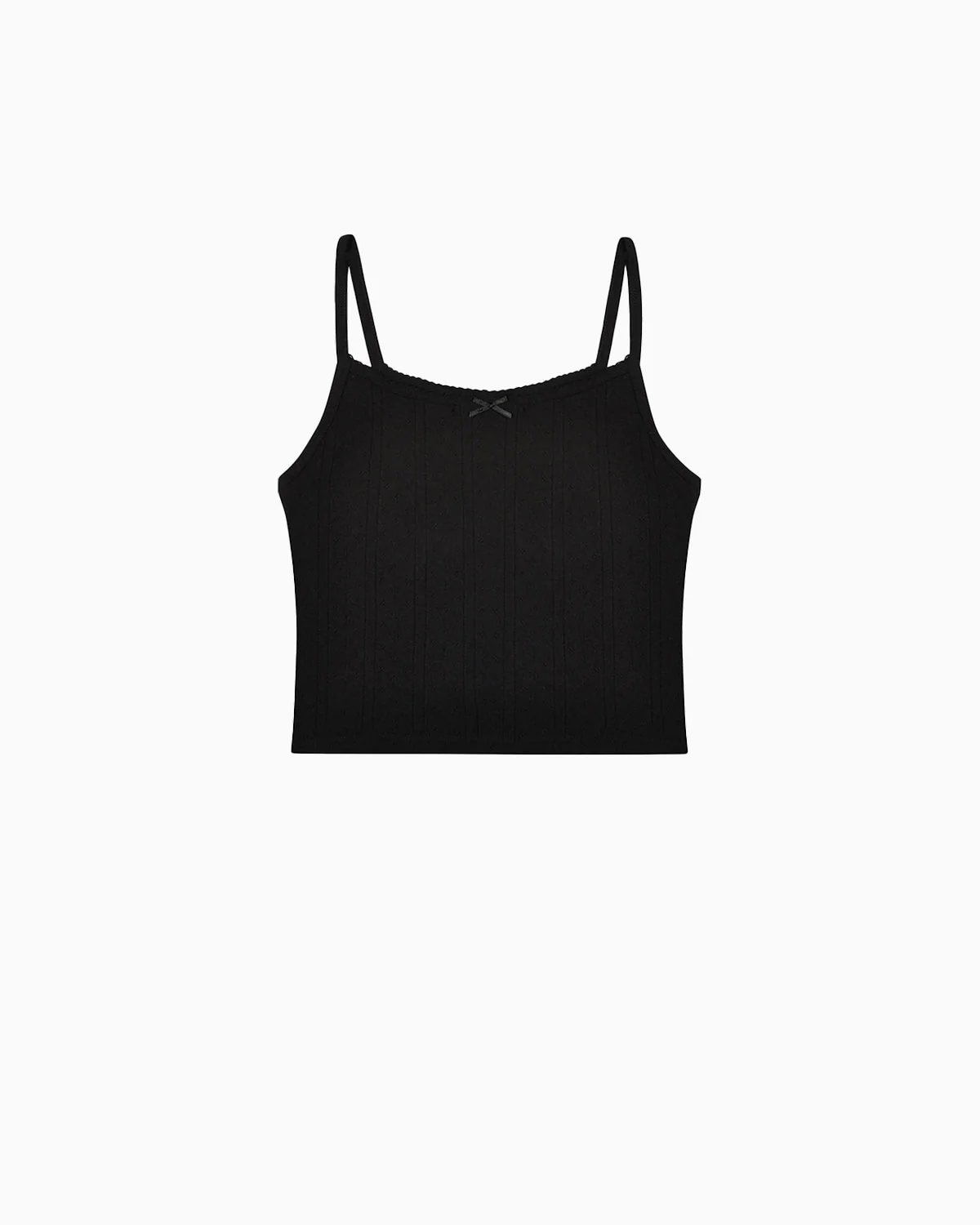 The Crop Picot Tank: Black Pointelle