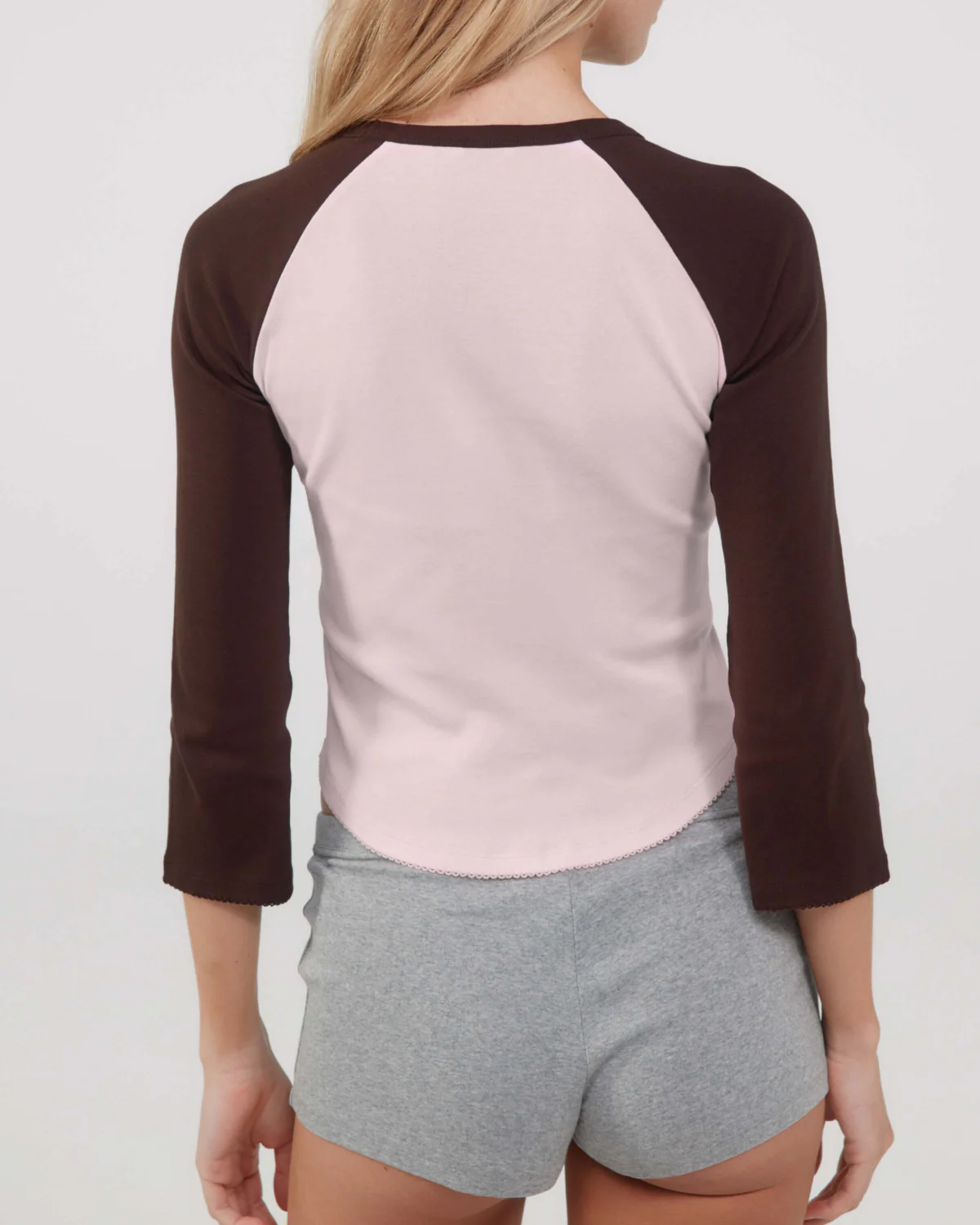 The Raglan: Baby Pink / Espresso Cotton Jersey - Image 4
