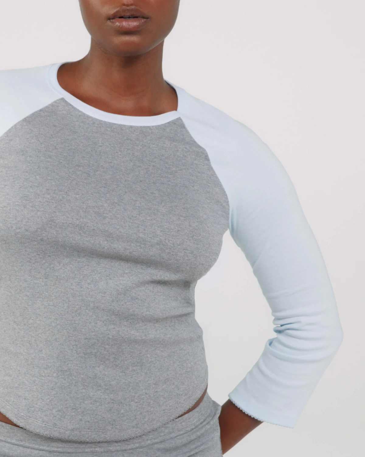 The Raglan: Grey / Sky Blue Cotton Jersey - Image 3