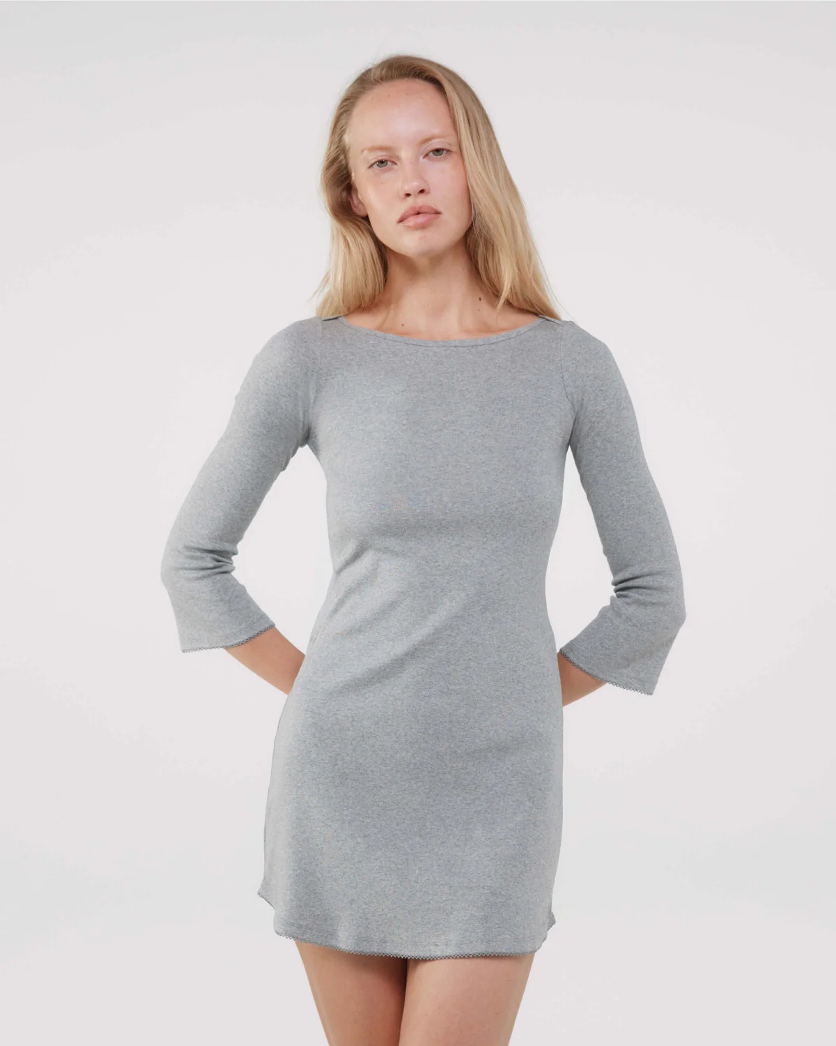 The Rina Dress: Grey Cotton Jersey - Image 6
