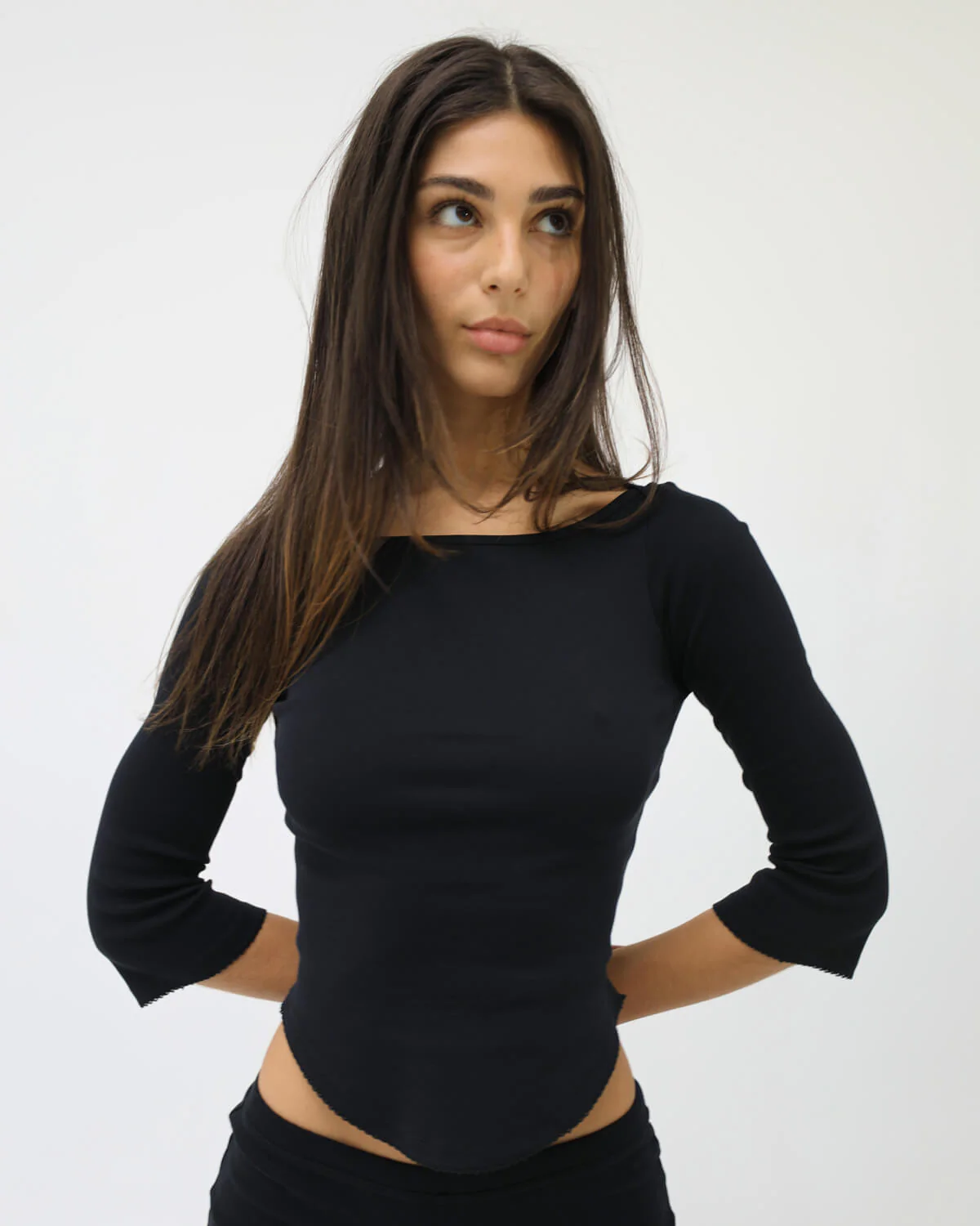 The Rina Long Sleeve: Black Cotton Jersey - Image 3