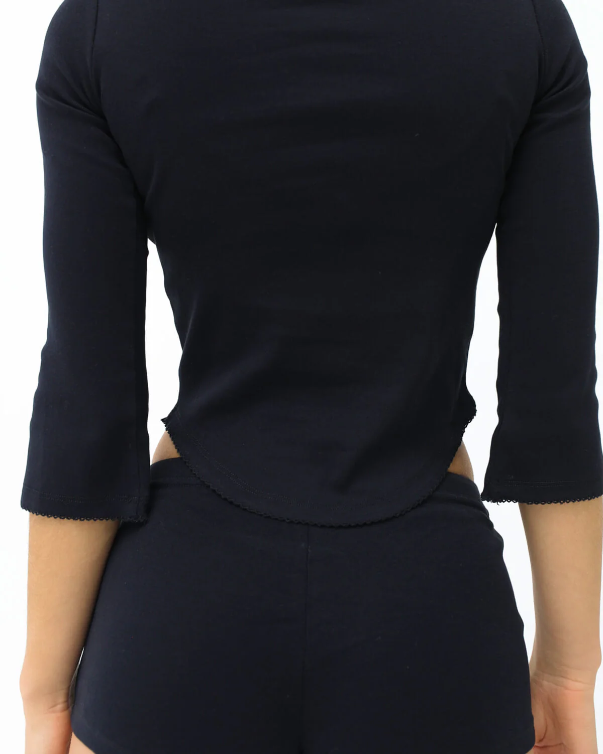 The Rina Long Sleeve: Black Cotton Jersey - Image 5