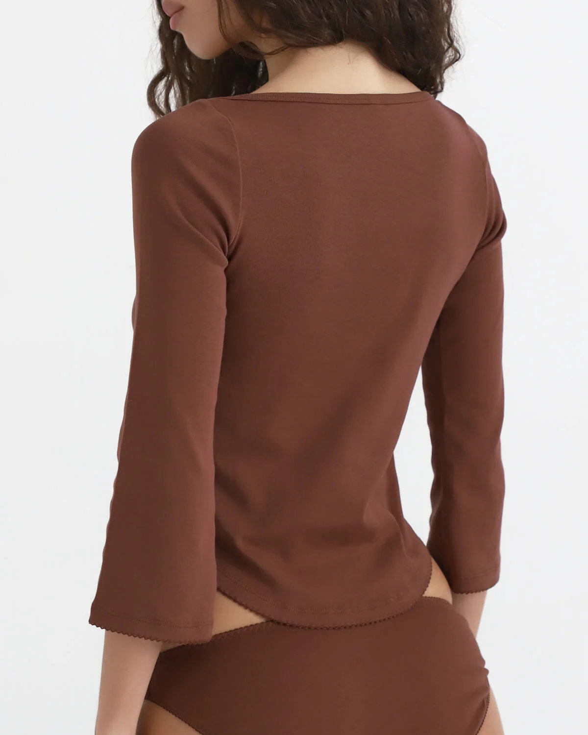 The Rina Long Sleeve: Brown Cotton Jersey - Image 4