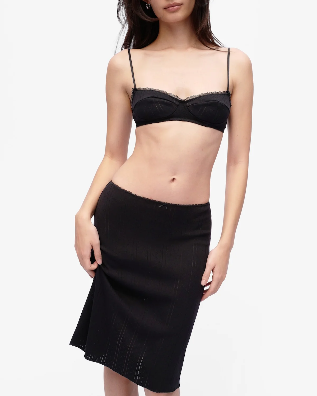 The Slip Skirt: 2-Pack Black & White Pointelle - Image 3