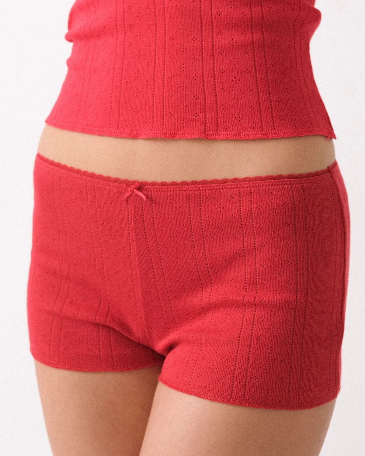 The Teeny Tiny Short: Cherry Red Pointelle - Image 7
